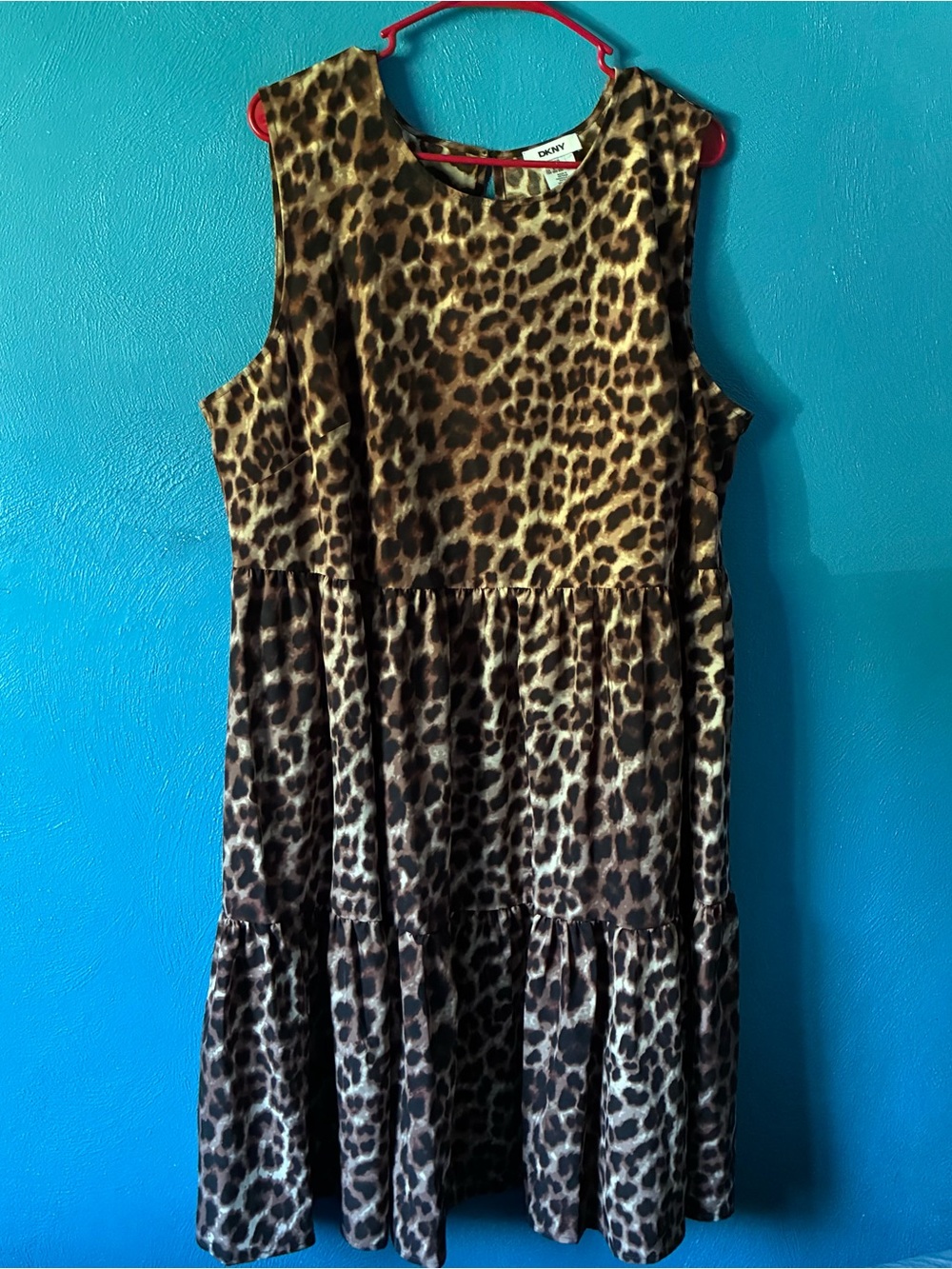 DKNY Leopard Print Sleeveless Dress - Brown & Black